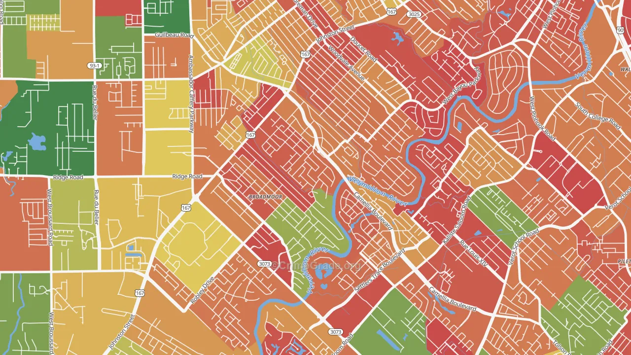 Rivers Bend Estates, Lafayette, LA Map of Arson Rates