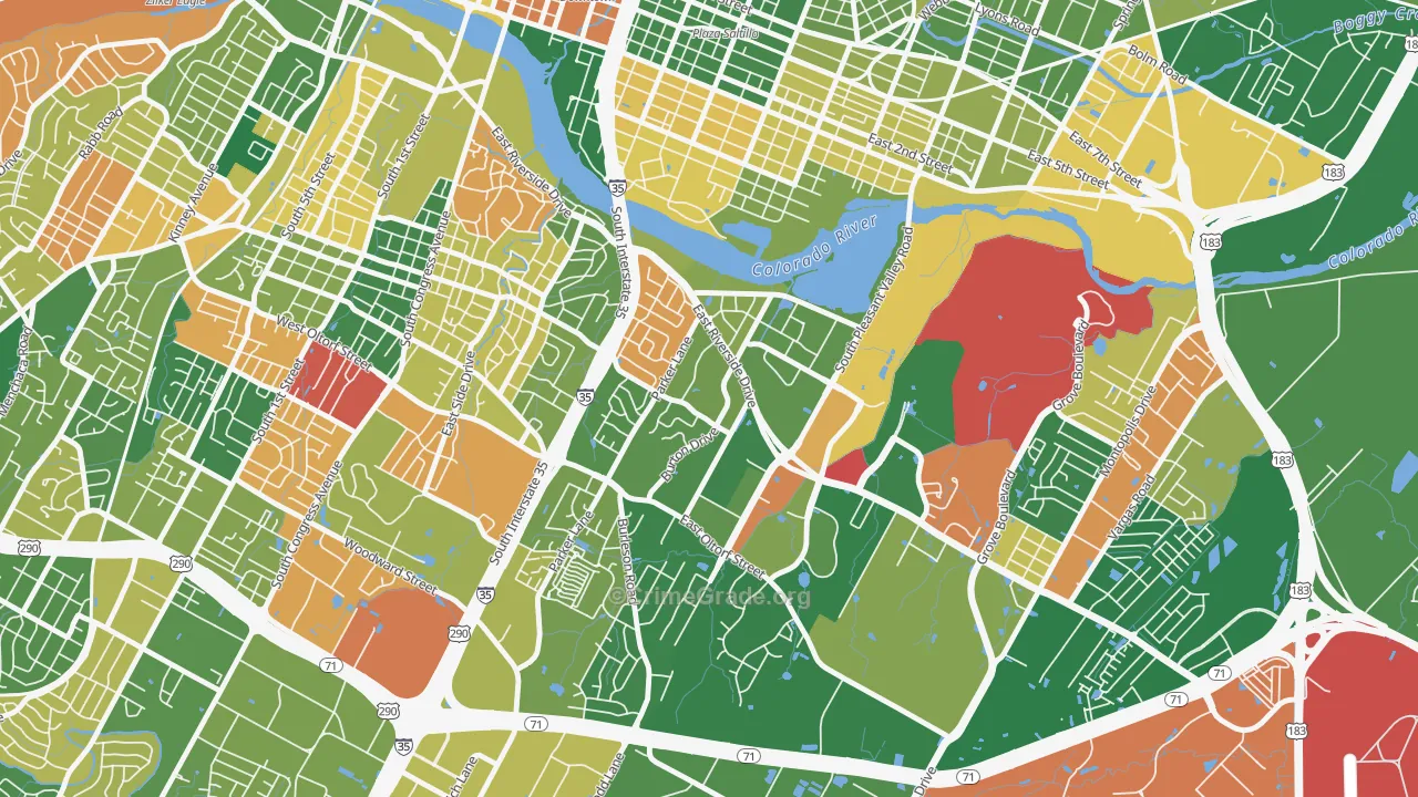 Riverside, Austin, TX Map of Arson Rates