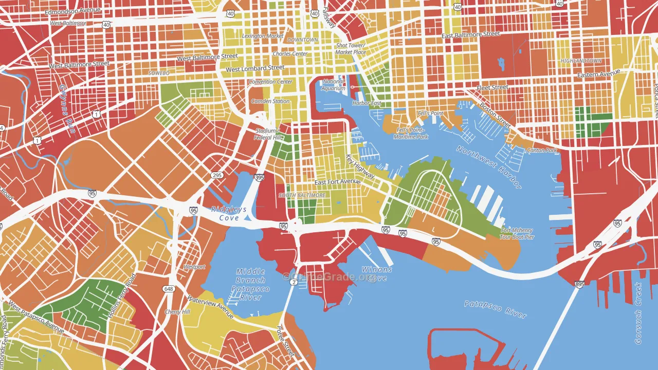 Riverside, Baltimore, MD Map of Arson Rates