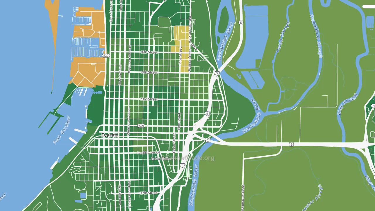 Riverside-Everett, Everett, WA Map of Arson Rates