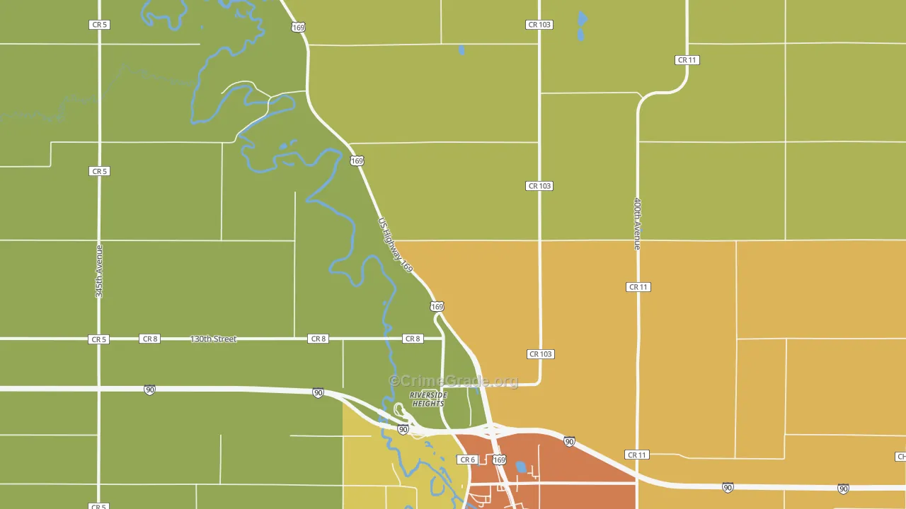 Riverside Heights, MN Map of Arson Rates