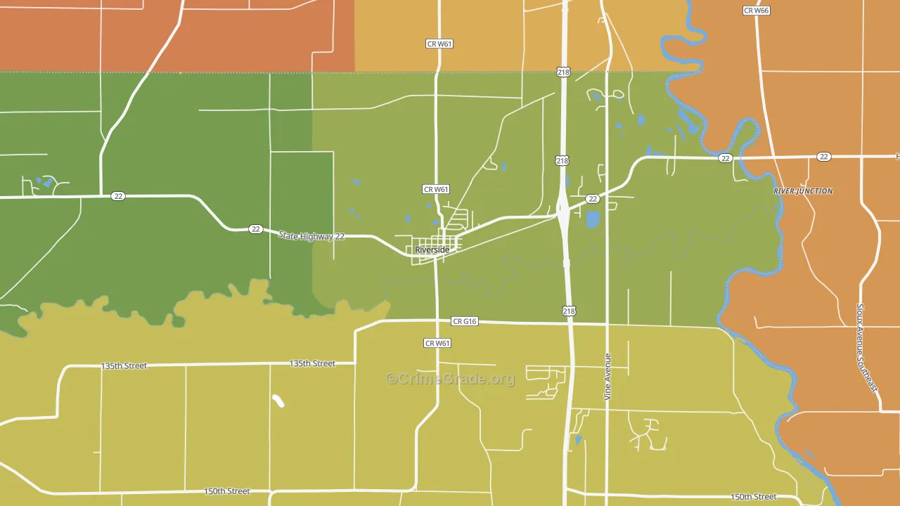 Riverside, IA Map of Arson Rates