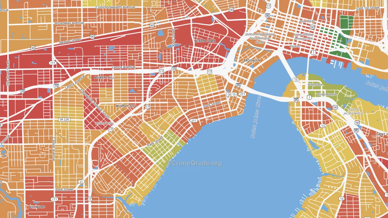 Riverside, Jacksonville, FL Map of Arson Rates