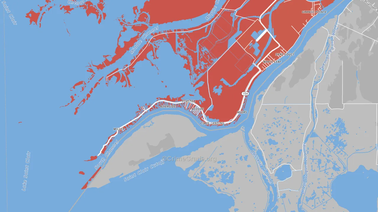 Riverside, MI Map of Arson Rates