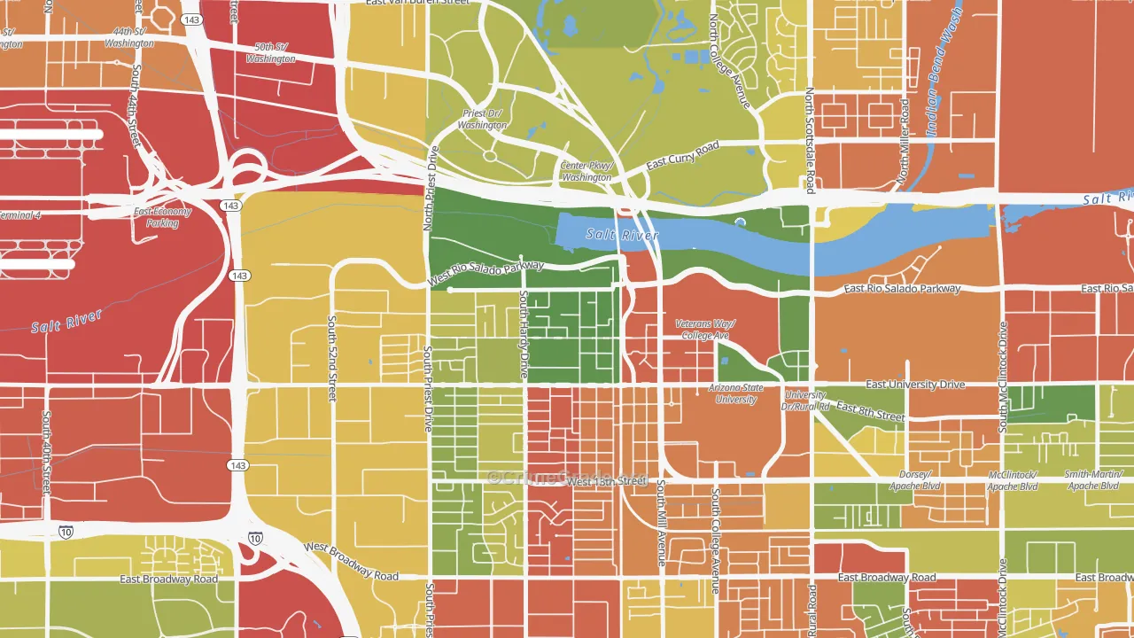 Riverside, Tempe, AZ Map of Arson Rates