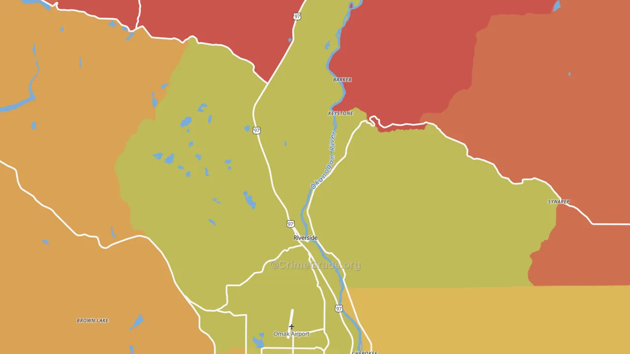 Riverside, WA Map of Arson Rates