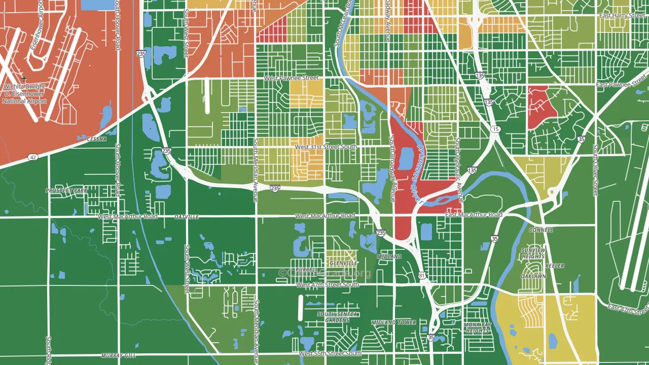 Riverside, Wichita, KS Map of Arson Rates