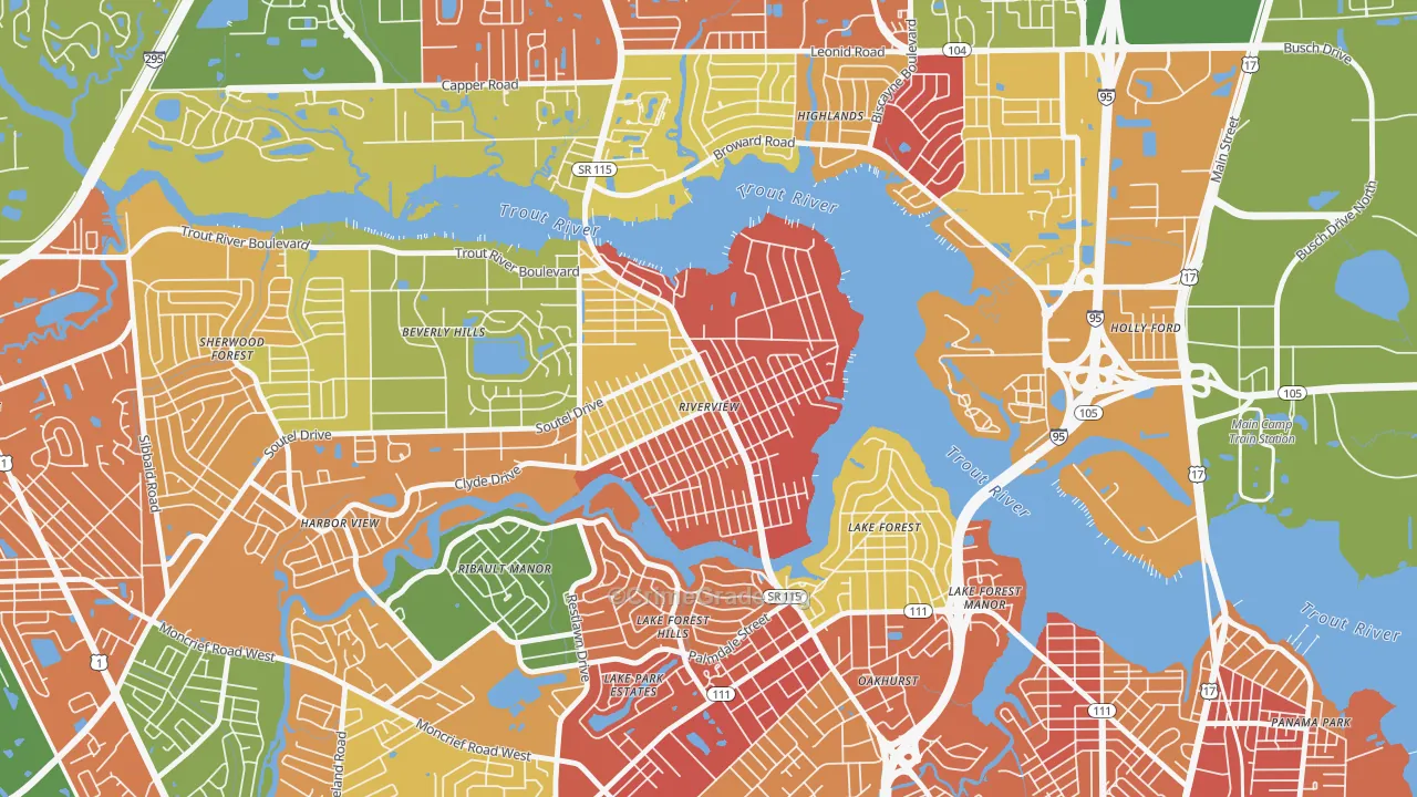 Riverview, Jacksonville, FL Map of Arson Rates