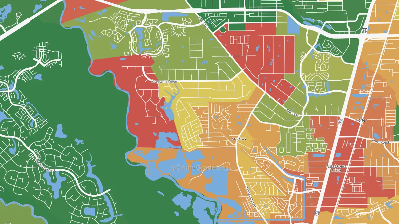 Riverwalk, Porter, TX Map of Arson Rates