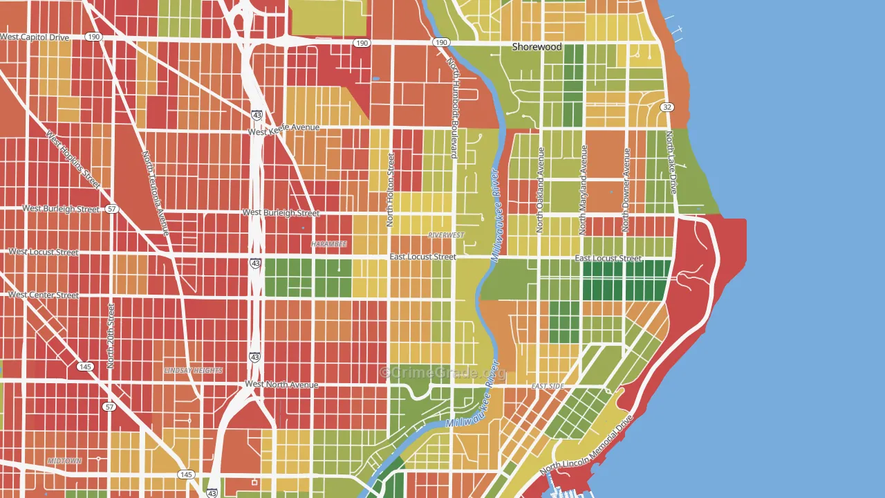 Riverwest, Milwaukee, WI Map of Arson Rates