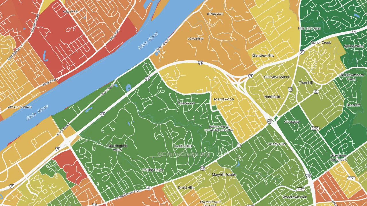Riverwood, KY Map of Arson Rates
