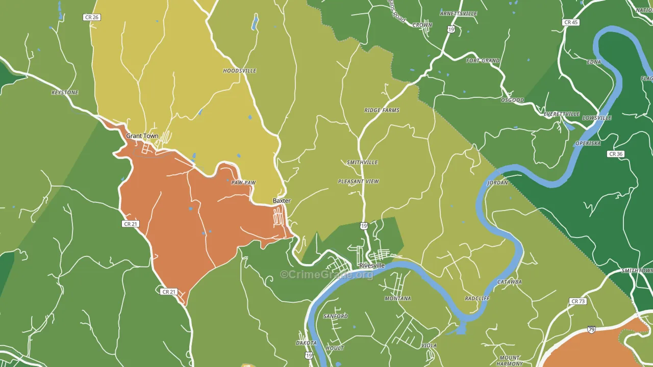 Rivesville, WV Map of Arson Rates