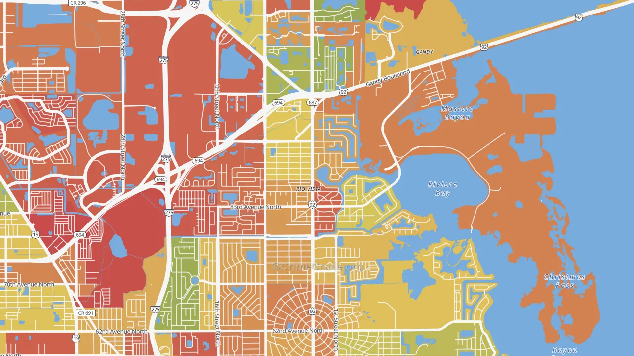 Riviera Bay, St. Petersburg, FL Map of Arson Rates