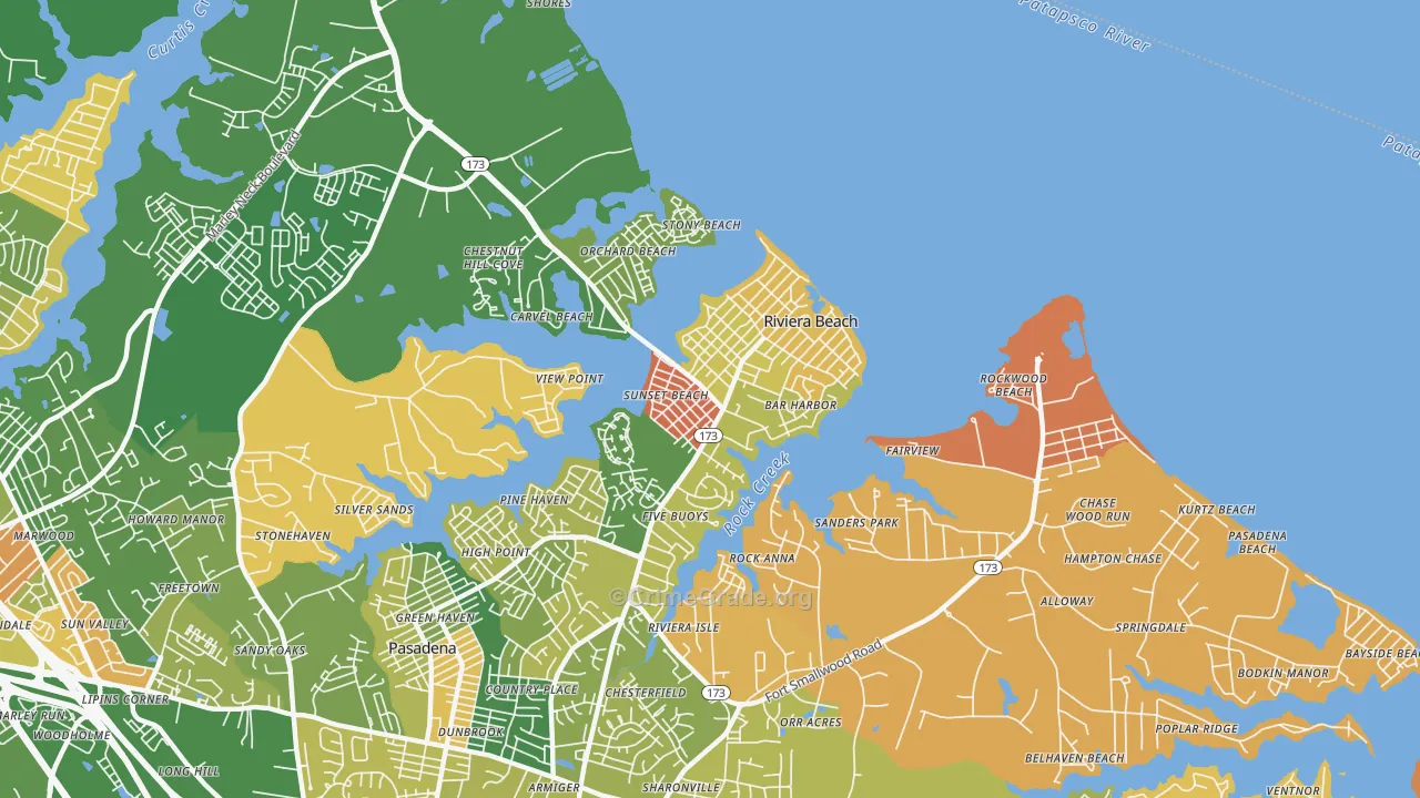 Riviera Beach, MD Map of Arson Rates