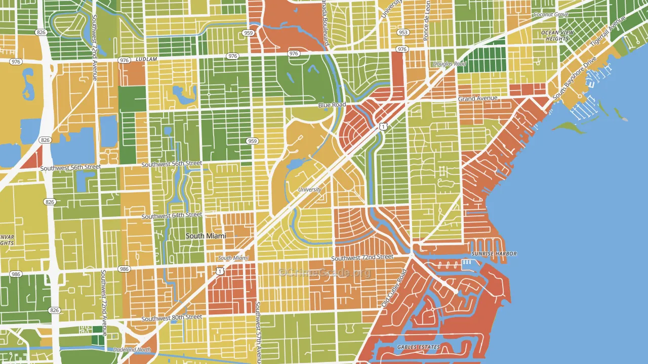 Riviera, Coral Gables, FL Map of Arson Rates