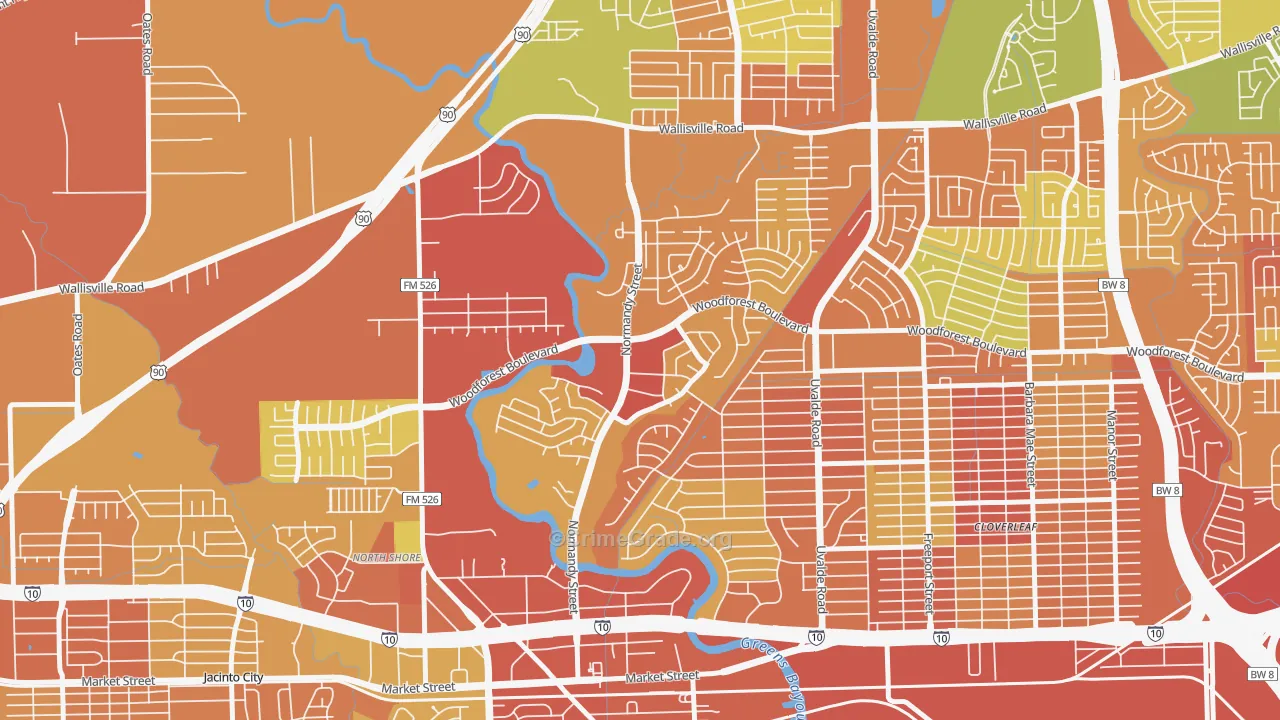 Riviera East, Houston, TX Map of Arson Rates