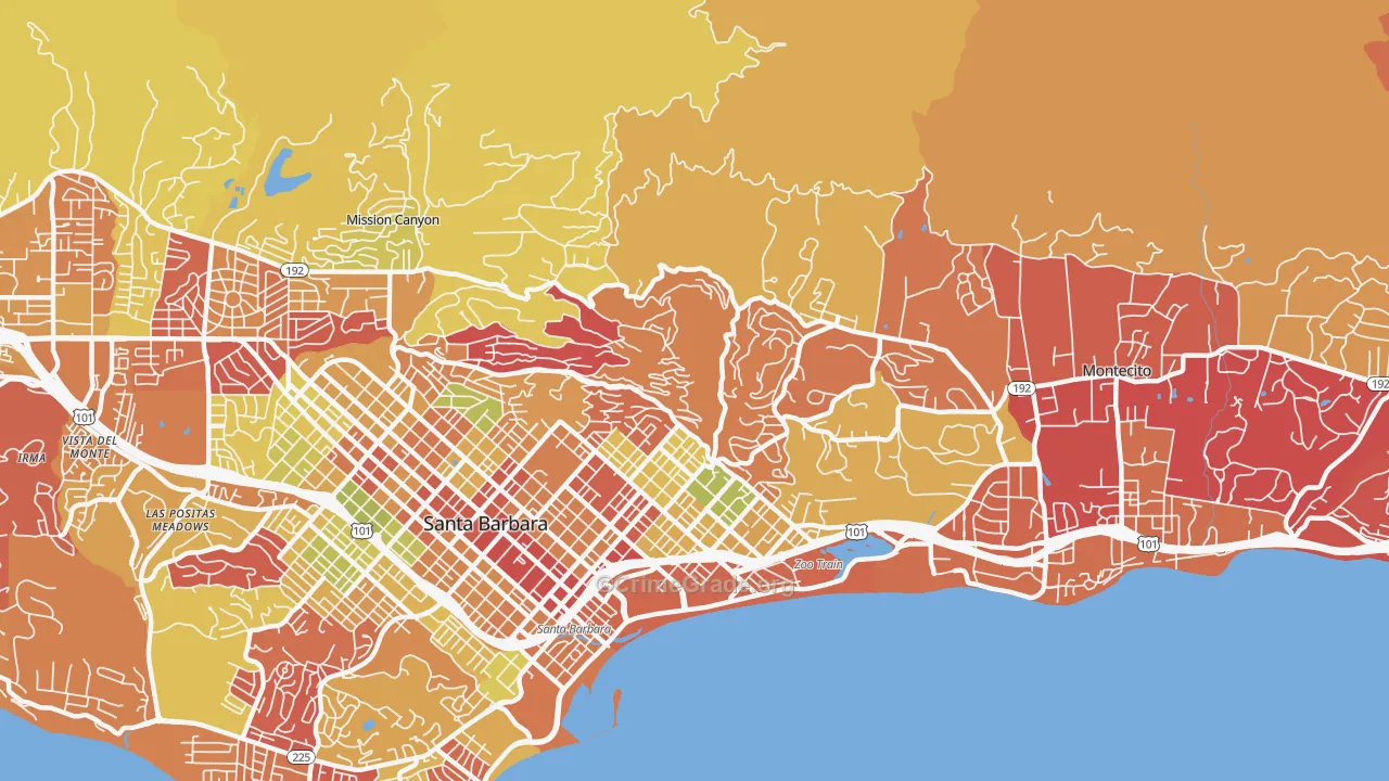 Riviera, Santa Barbara, CA Map of Arson Rates