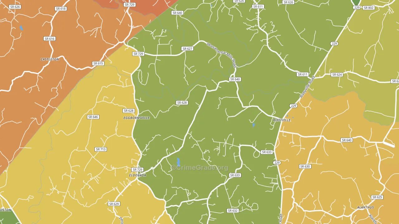 Rixeyville, VA Map of Arson Rates