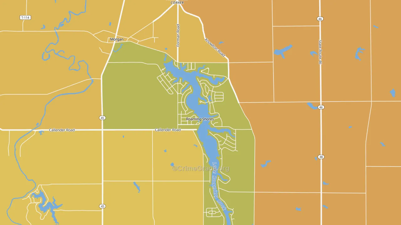 Roaming Shores, OH Map of Arson Rates