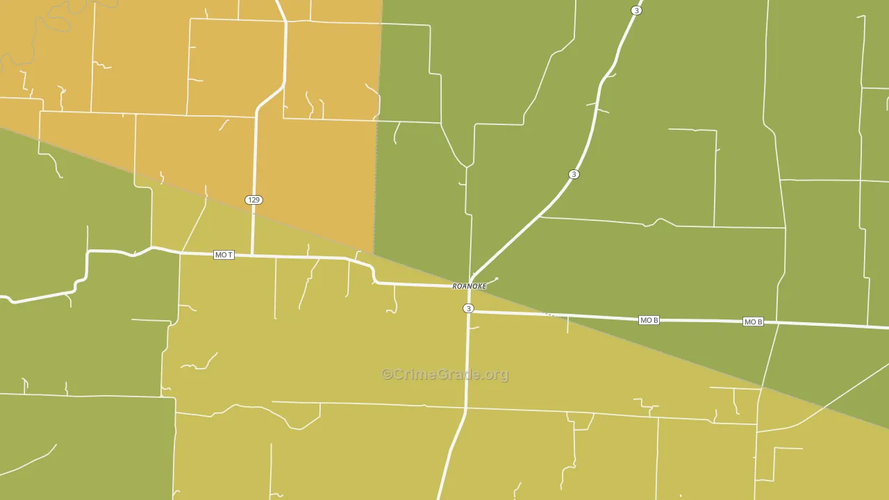 Roanoke, MO Map of Arson Rates