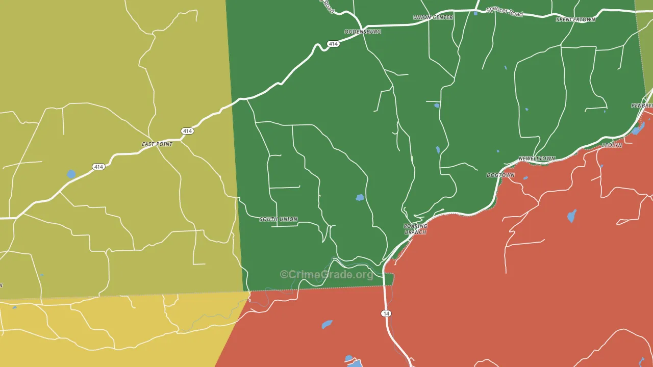Roaring Branch, PA Map of Arson Rates