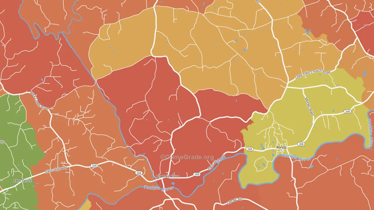 Roaring River, NC Map of Arson Rates