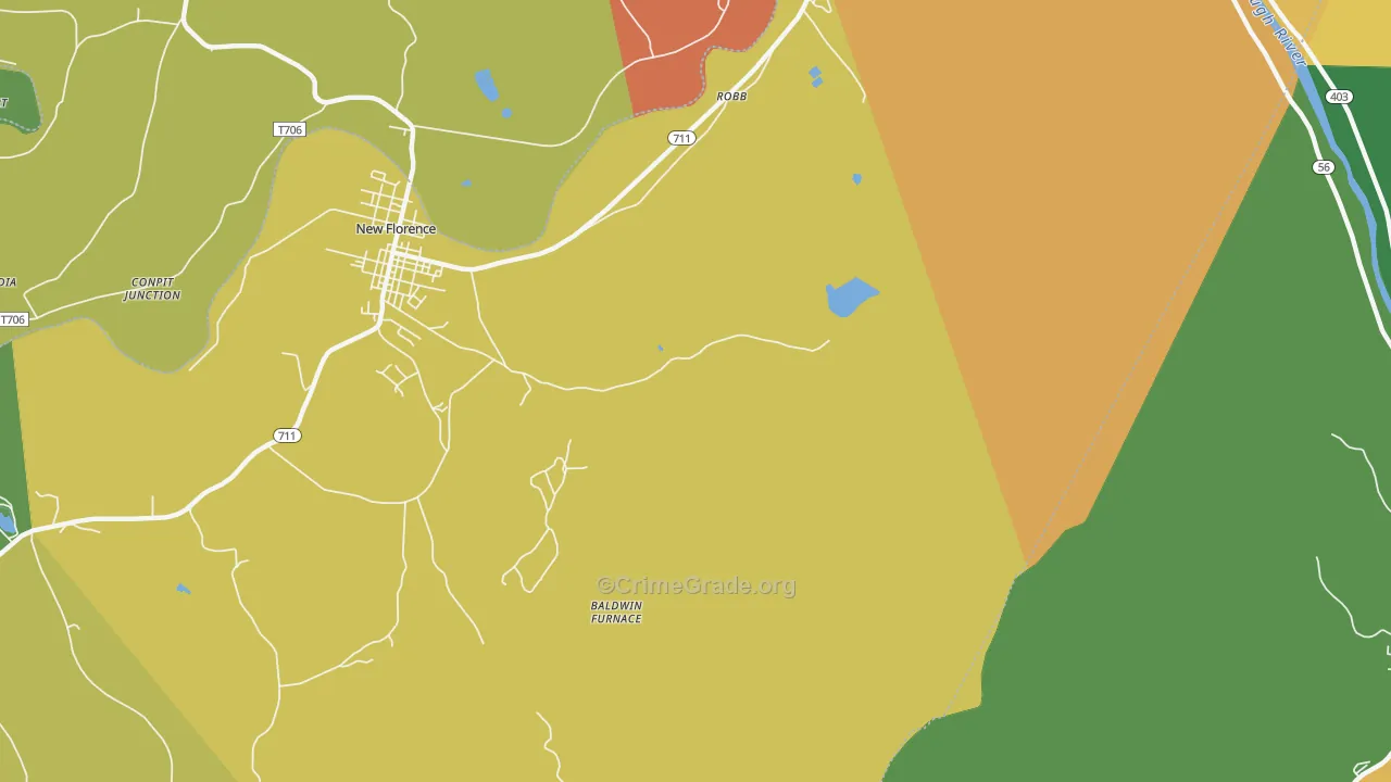 Robb, PA Map of Arson Rates