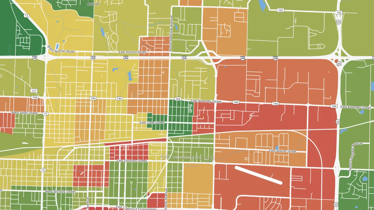 Robberson, Springfield, MO Map of Arson Rates