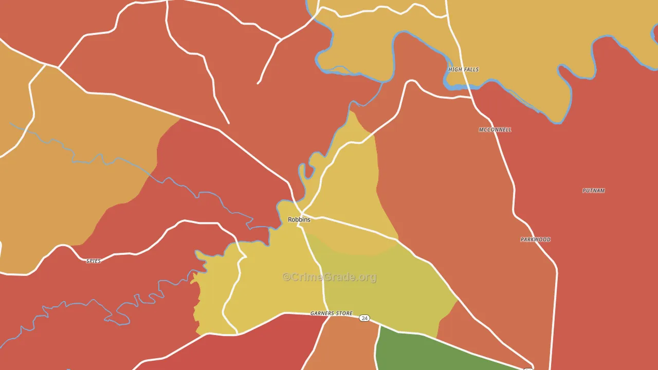 Robbins, NC Map of Arson Rates