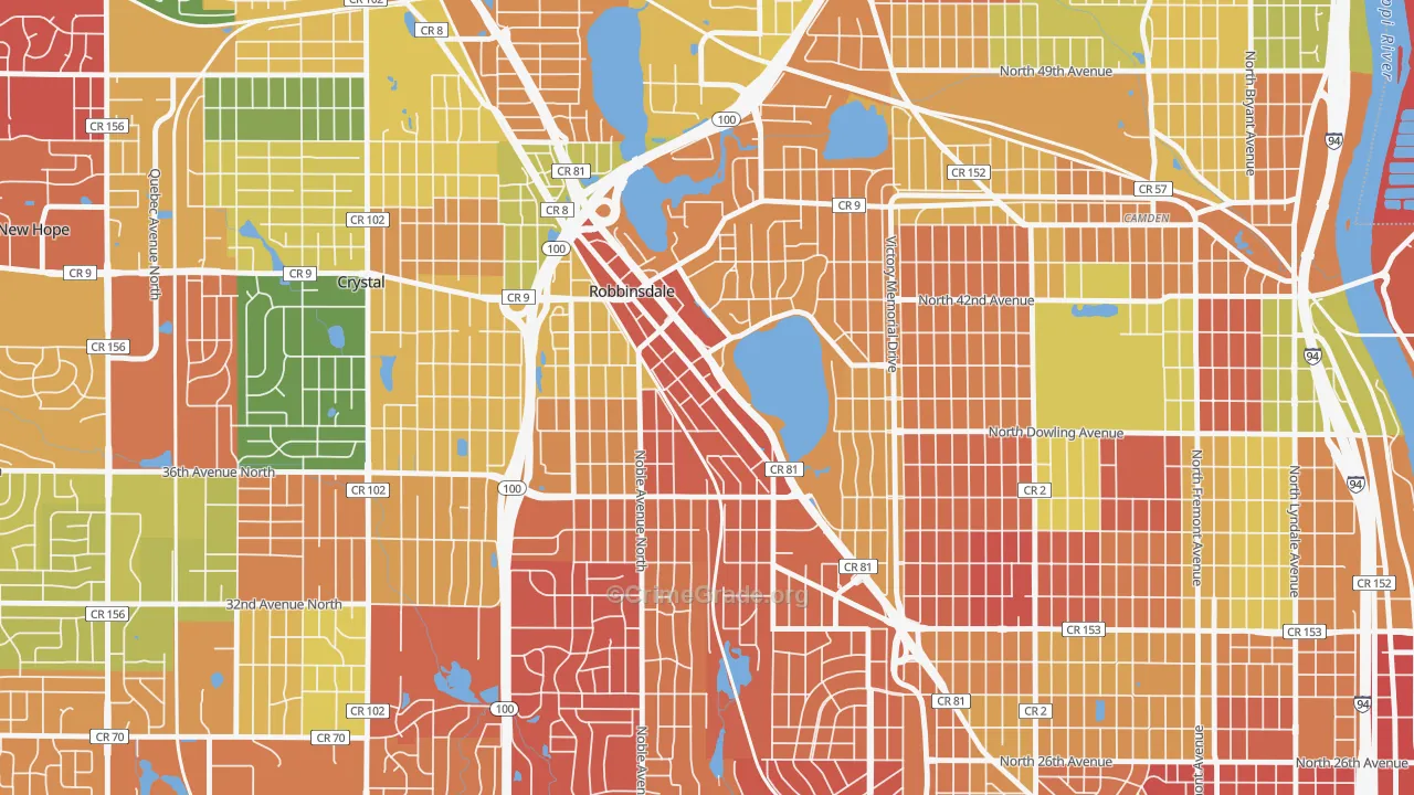 Robbinsdale, MN Map of Arson Rates