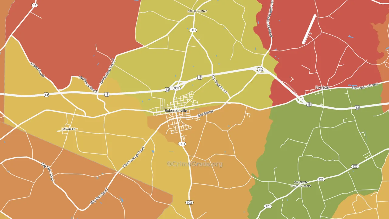 Robersonville, NC Map of Arson Rates