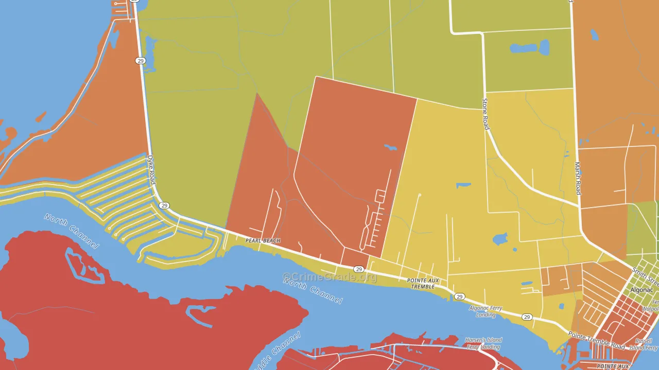 Roberts Landing, MI Map of Arson Rates