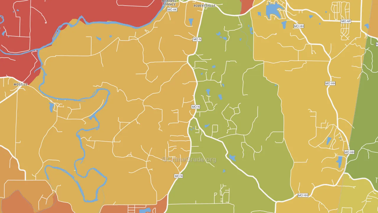 Robertsville, MO Map of Arson Rates