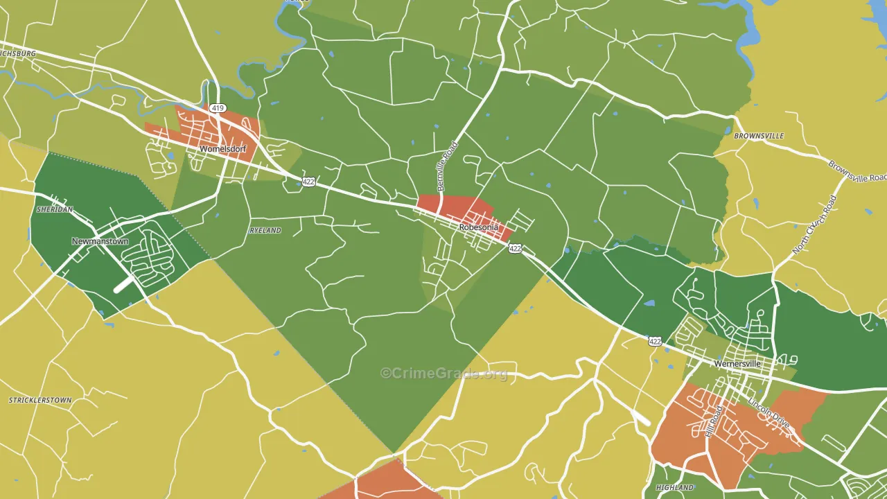 Robesonia, PA Map of Arson Rates