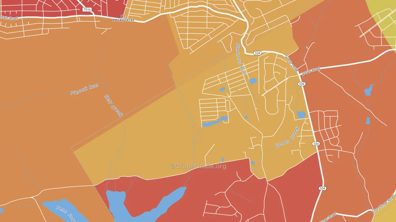 Robin Hood Lakes, PA Map of Arson Rates