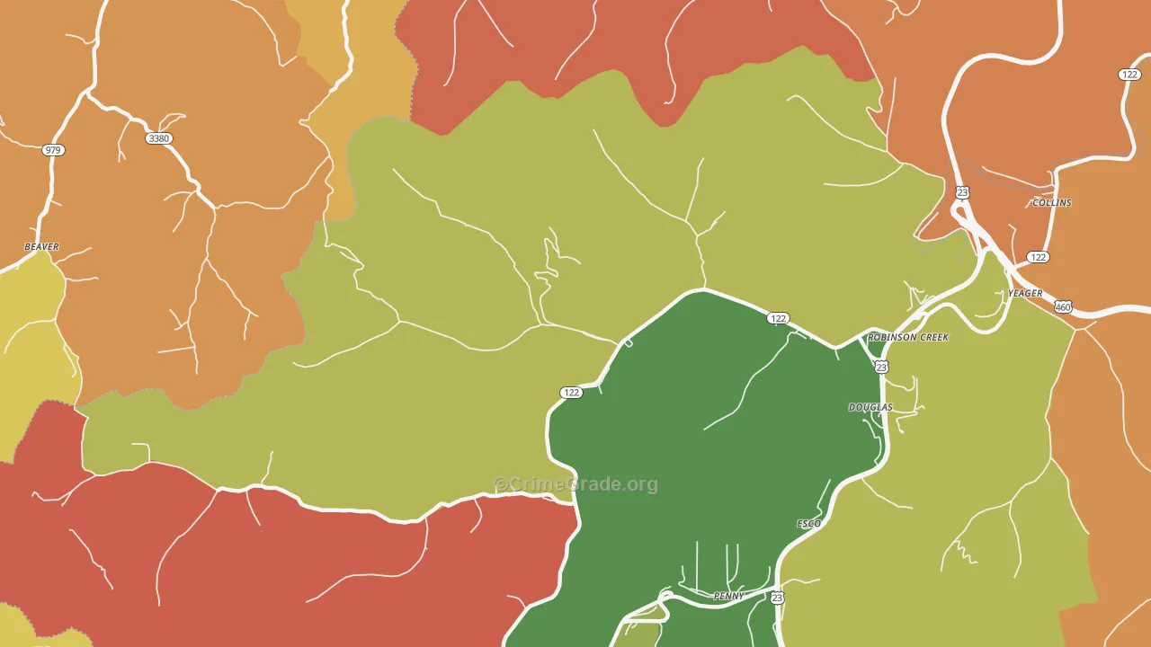 Robinson Creek, KY Map of Arson Rates