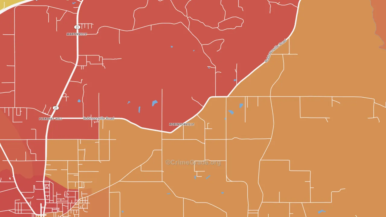 Robinsonville, AL Map of Arson Rates