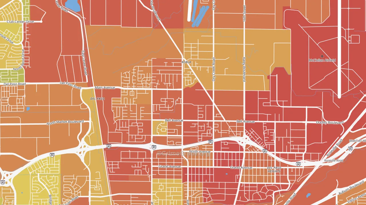 Robla, Sacramento, CA Map of Arson Rates