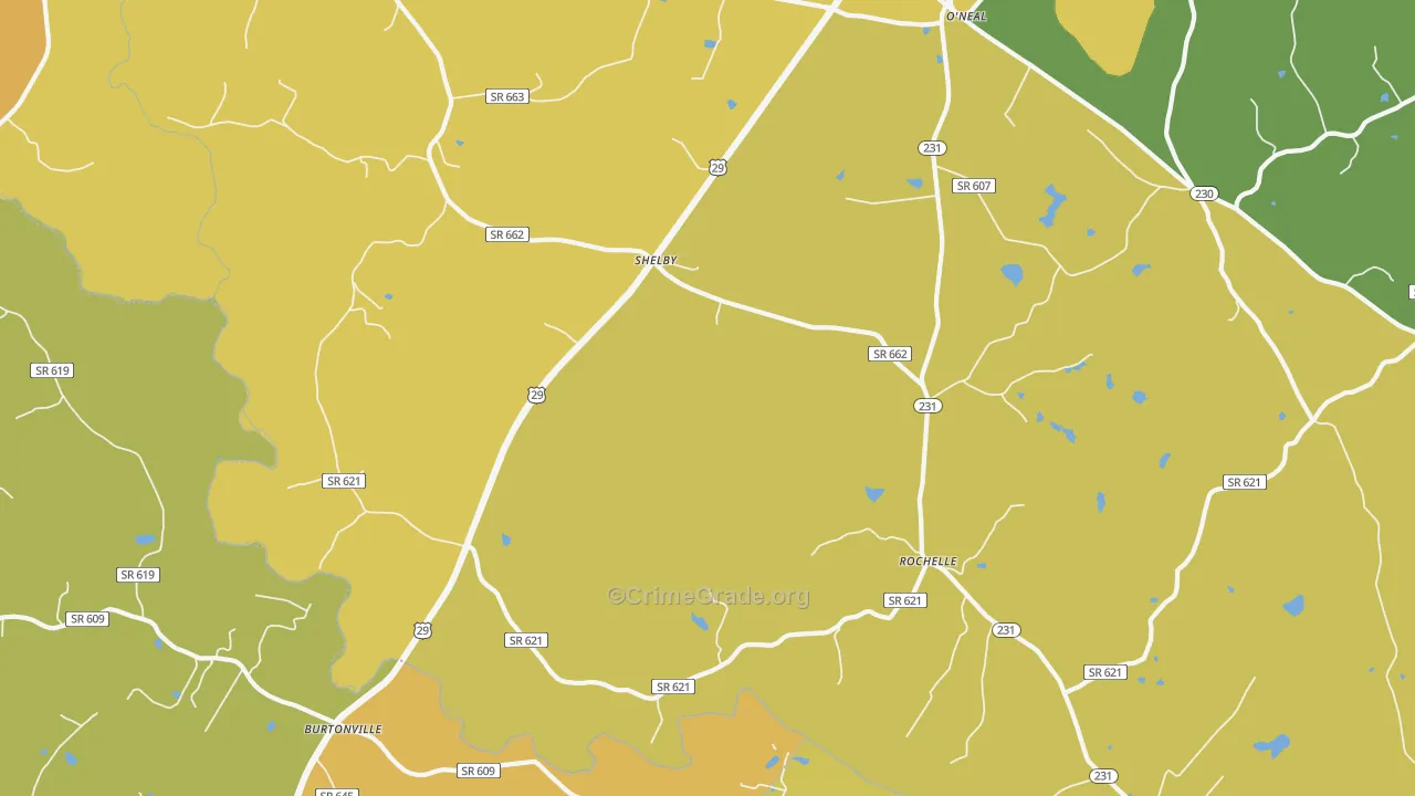 Rochelle, VA Map of Arson Rates
