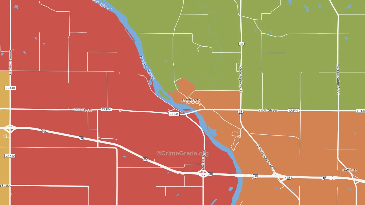Rochester, IA Map of Arson Rates