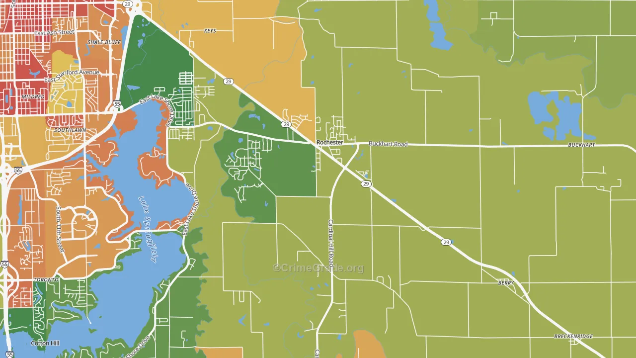 Rochester, IL Map of Arson Rates