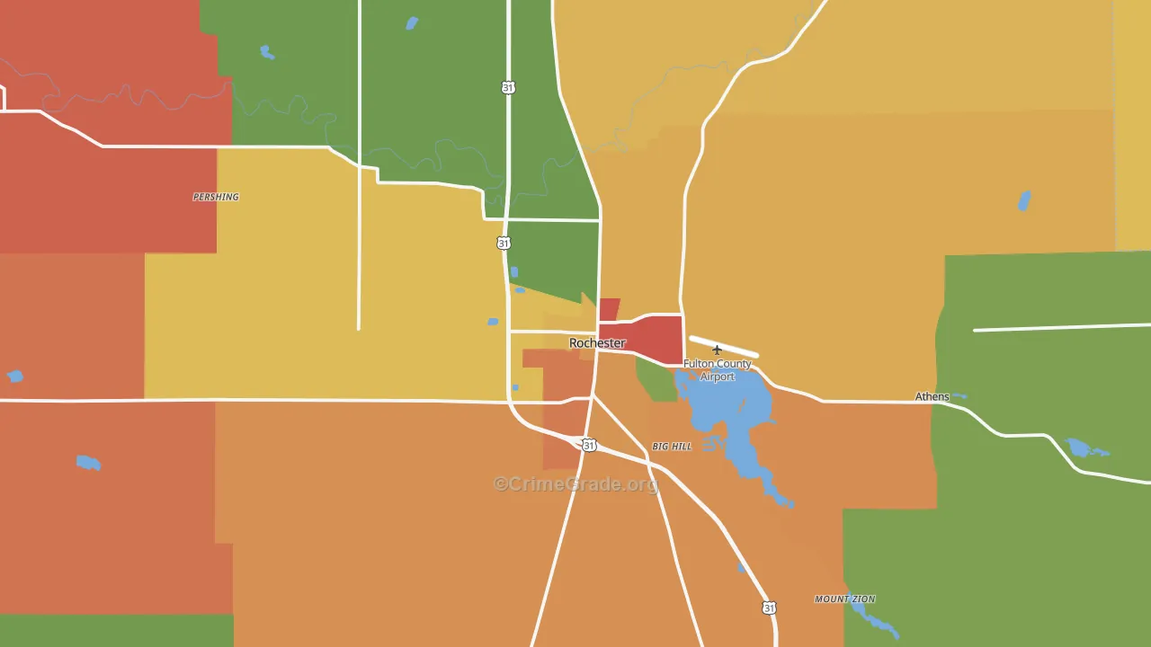 Rochester, IN Map of Arson Rates