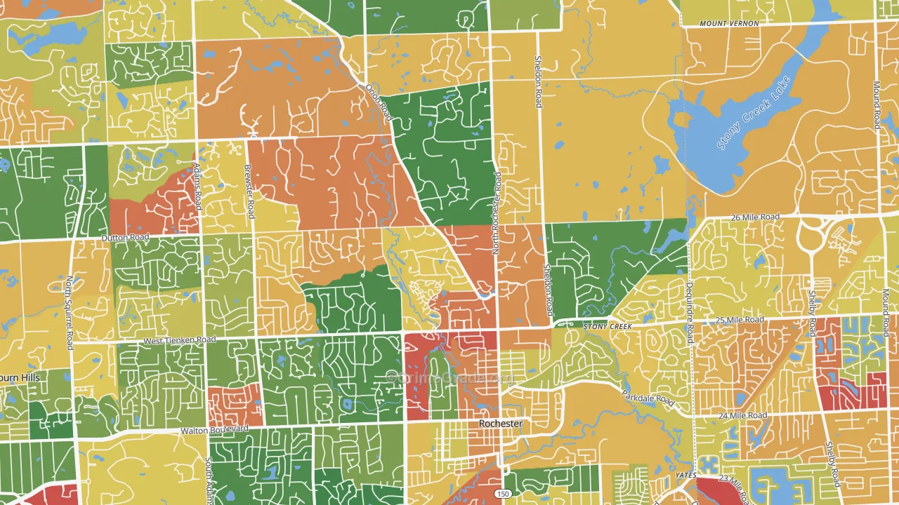 Rochester, MI Map of Arson Rates