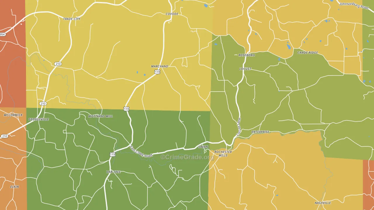 Rochester Mills, PA Map of Arson Rates