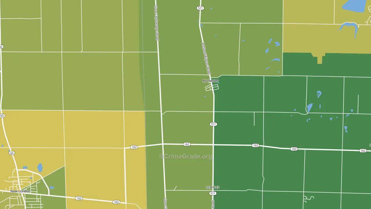 Rochester, OH Map of Arson Rates