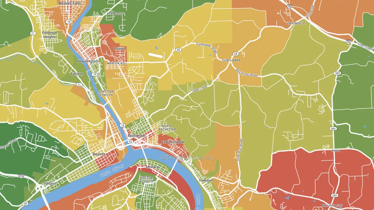 Rochester, PA Map of Arson Rates