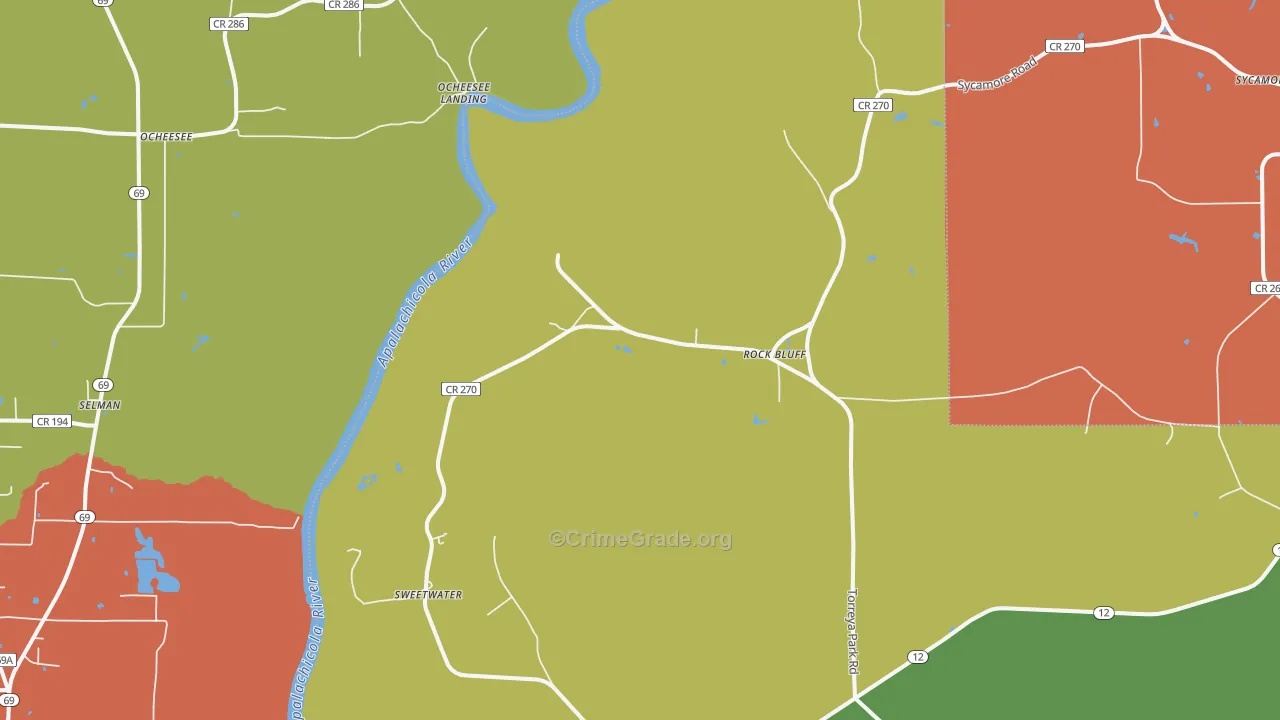 Rock Bluff, FL Map of Arson Rates