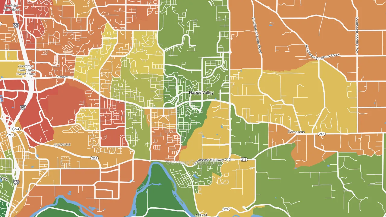Rock Creek, Clackamas, OR Map of Arson Rates
