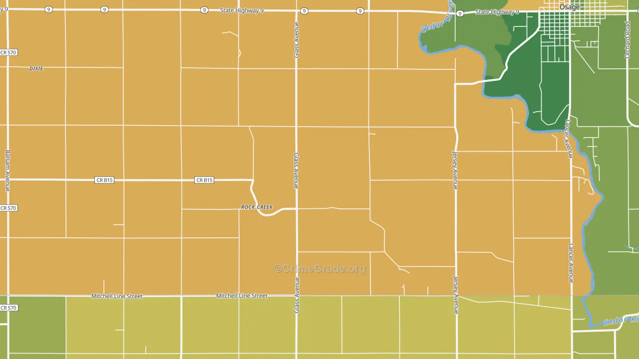 Rock Creek, IA Map of Arson Rates