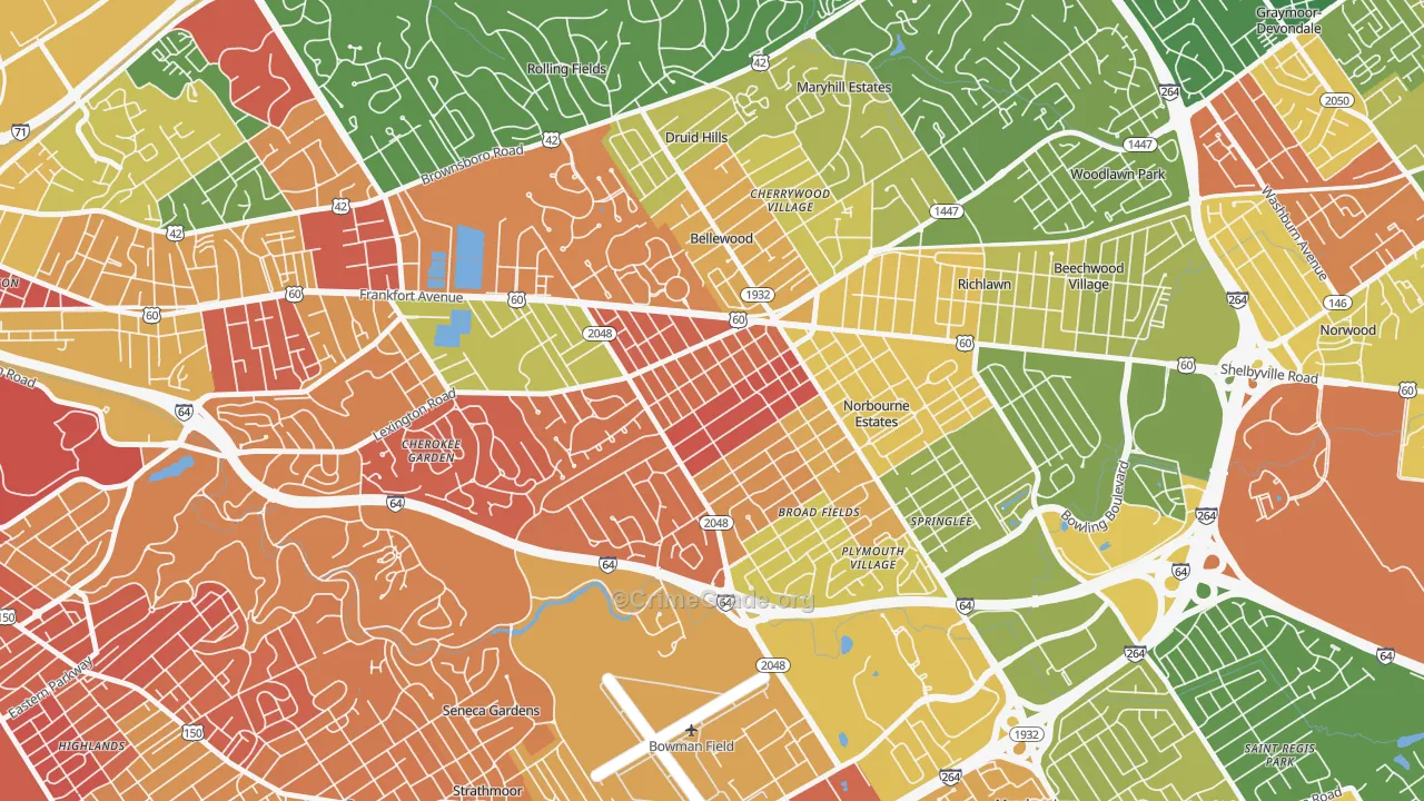 Rock Creek Lexington Road, Louisville, KY Map of Arson Rates